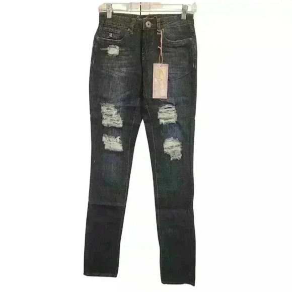 Spoon Jeans Distressed Medium Wash Five-Pocket Style Tall Jeans NWT - Picture 1 of 10